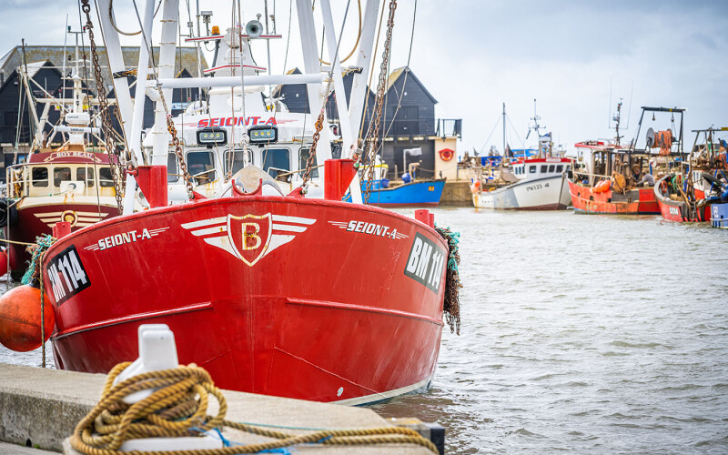 Fishing vessels at a port in England