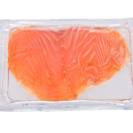 Sliced Norwegian salmon in a package