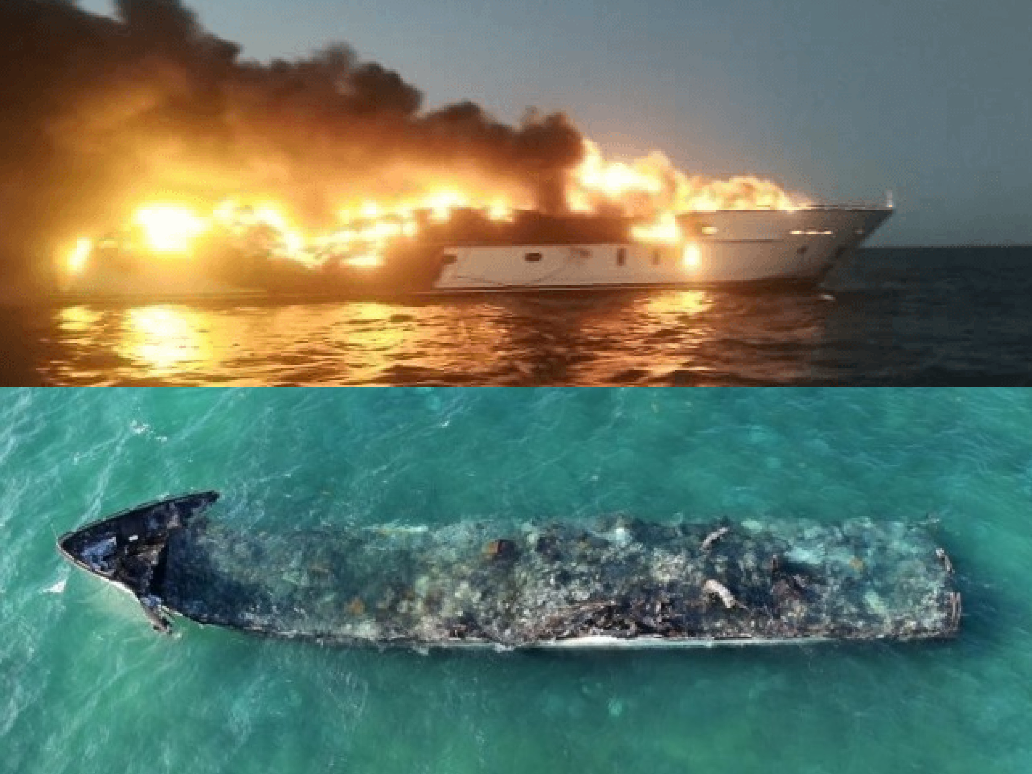 yacht on fire today